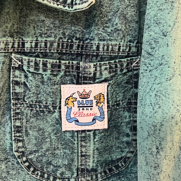 Teal Green Vintage Half Denim Jacket - Picture 2 of 2